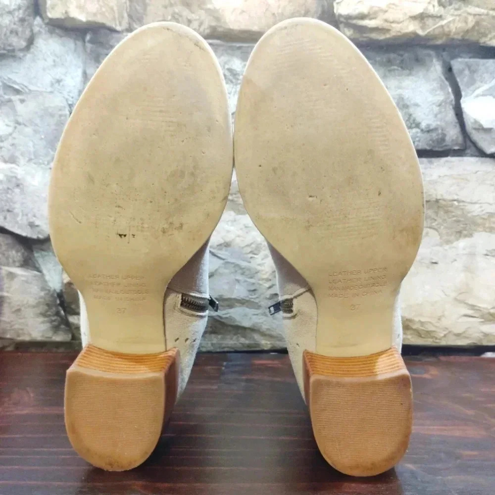 Silent D Moneybag Ankle Boots Beige Suede Leather Beige US 6.5 EU 37 - Picture 8 of 13
